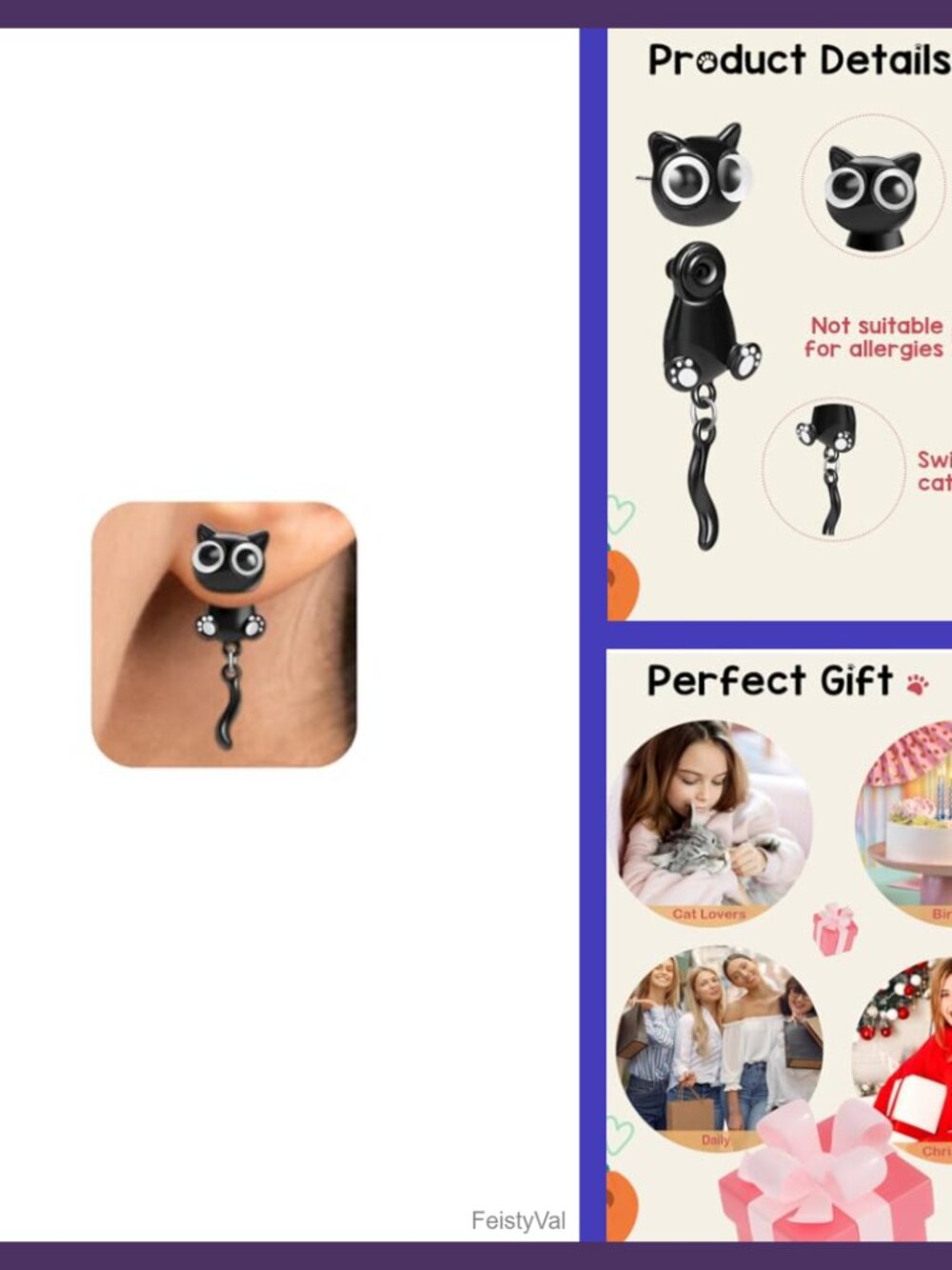 Cat Earrings Women Cute Cat Paw Stud Earrings Christmas Gift Jewelry